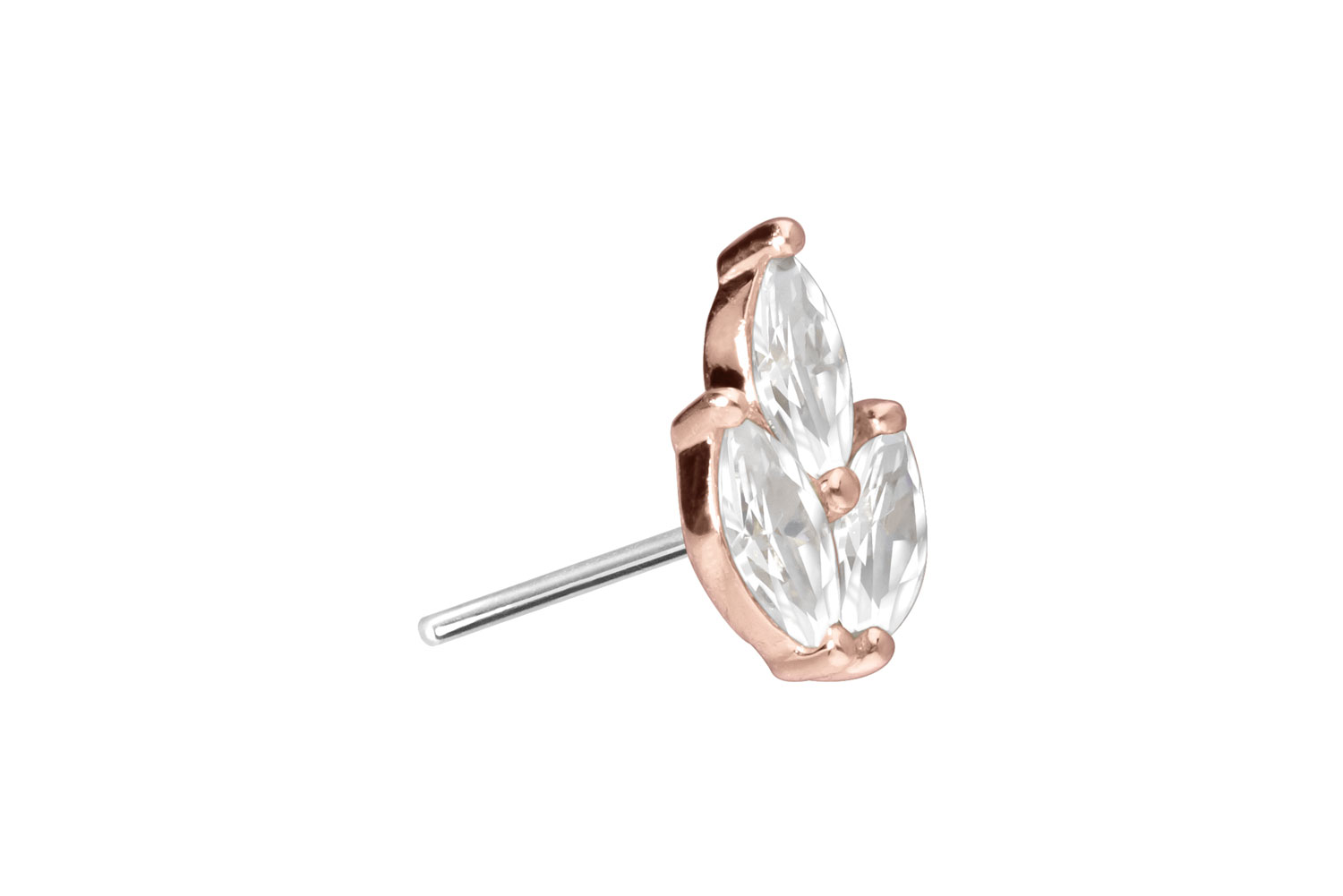 14 Karat Gold Aufsatz mit Titan Push Pin MOISSANIT-LOTUSBLÜTE von Piercingline